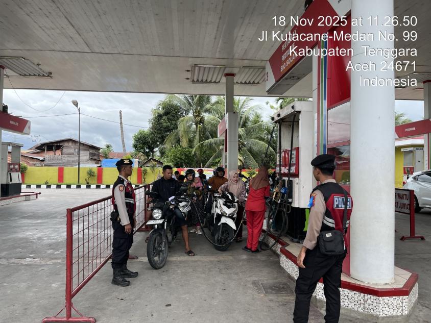 Sat Samapta Polres Aceh Tenggara Gelar Patroli Perintis Presisi, Sapa Warga di SPBU Kampung Melayu untuk Jaga Kamtibmas