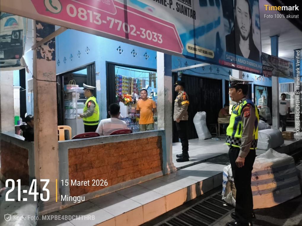 Sat Lantas Polres Aceh Tenggara Patroli Terminal Terpadu, Pastikan Keamanan Angkutan Antar Provinsi Jelang Idul Fitri