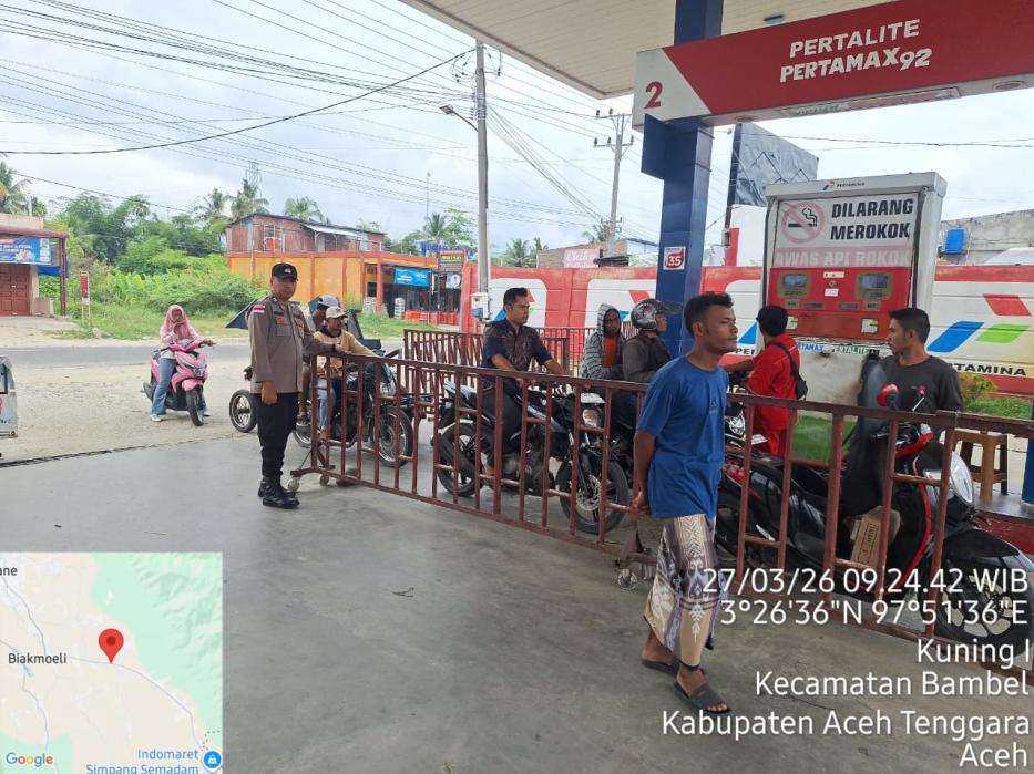 Polsek Bambel Laksanakan Pengamanan SPBU Guna Dukung Kamtibmas Saat Libur Idul Fitri