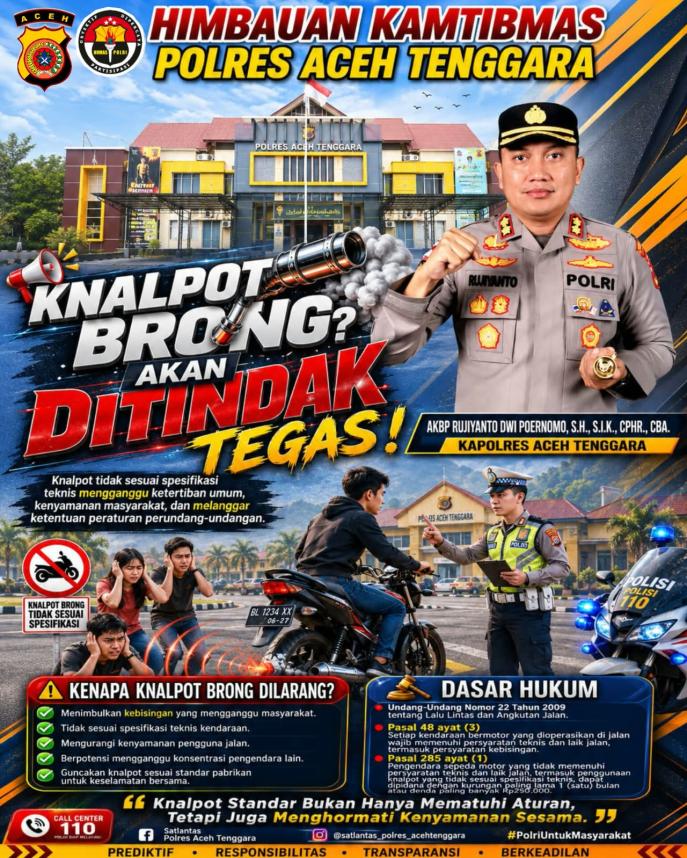 Knalpot Brong Mengusik Kenyamanan, Polres Aceh Tenggara Tegaskan Knalpot Brong Bakal Ditindak